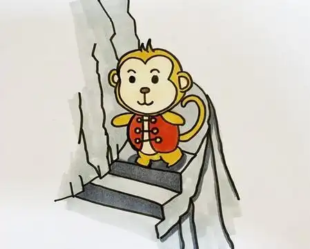 小猴子下山简笔画步骤