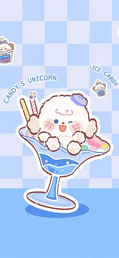 壁纸#快乐小狗|手绘可爱卡通插画壁纸锁屏套图|cr:糖狗比熊