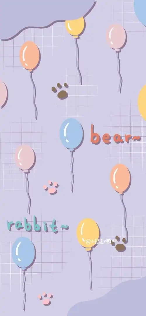 小熊格子可爱手绘主题手机壁纸第一辑