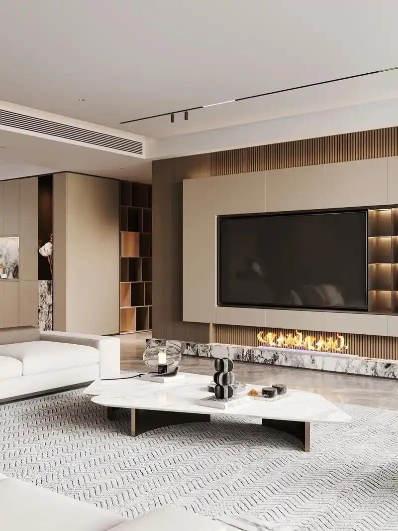 暖色系现代简约轻奢风装修效果图.