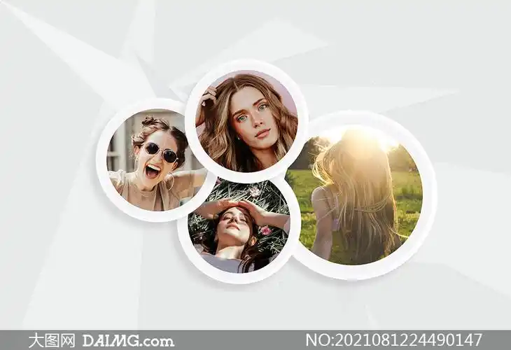 圆形边框组合效果照片模板分层素材