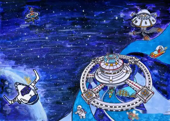 小朋友们的太空梦第八届太空画创作征集活动优秀作品欣赏之一