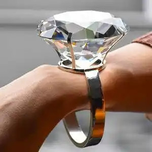 表白神器水晶大钻戒 钻石大戒指情人节生日礼物求婚超大戒道具
