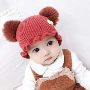 新款套头帽儿童婴儿假发帽子女宝宝公主短卷发婴儿针织春秋帽子