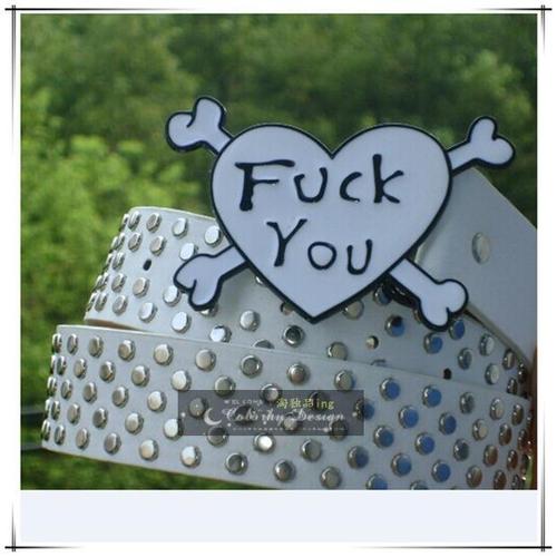 大头卡通扣皮带男 可爱心形桃心学生腰带 韩版潮街舞非主流女裤带