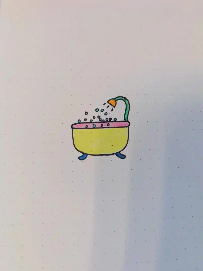 小浴缸0899简笔画.太热了,洗个澡吧～～～#简笔画 #画画 - 抖音