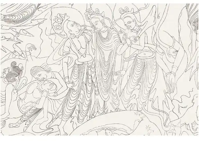 敦煌壁画线描精品集菩萨说法图供养人藻井飞天舞乐