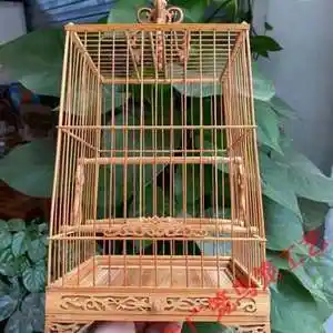 广式老竹笼小鸟笼子白眼圈绣眼鸟小方笼子鸟笼竹制雕笼四方笼