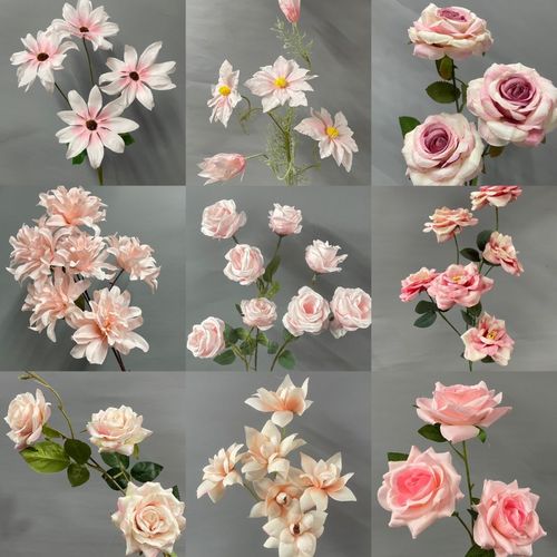 浅粉色系列假花束婚庆婚礼堂装饰花材路引粉色玫瑰仿真花结婚派对