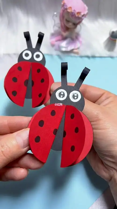 儿童创意手工  #手工折纸  #折纸教程  #创意美术手工七星瓢虫折纸