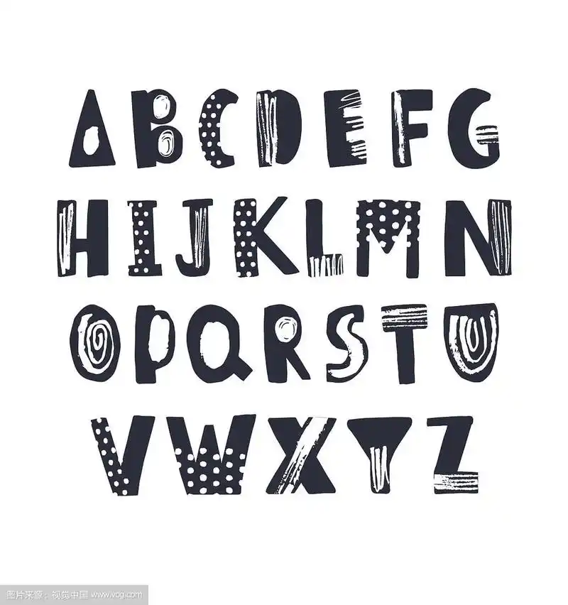 创意拉丁字体或幼稚的英文字母
