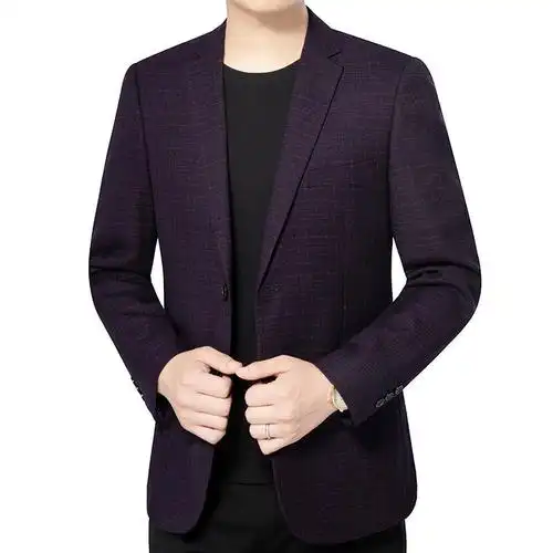 梵克公牛男装新款中年西服男外套男式西服商务休闲款上衣外套酒红色