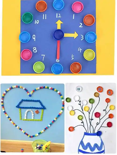 园装饰拼图盖子创意手工制作子diy材料 黄色大口瓶盖100个装【图片