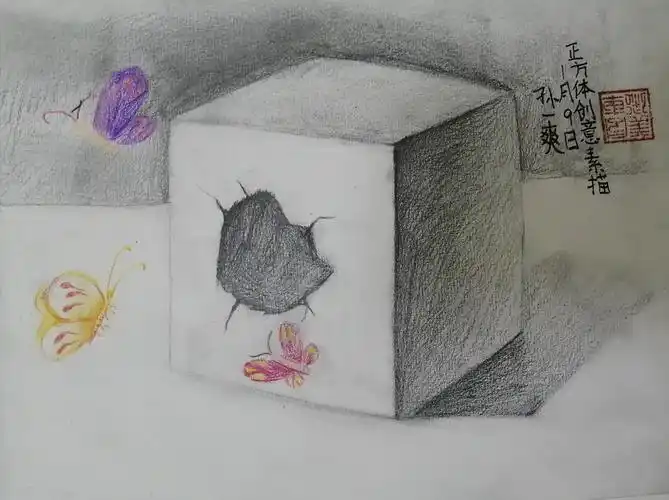 开始了从儿童创意画到立体彩铅素描的专业绘画的学习