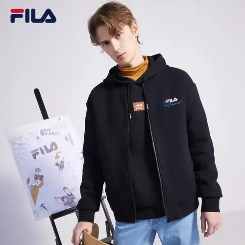 fila斐乐官方男士针织上衣2021年春季新款羊毛拼接运动外套男