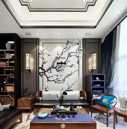 200平米中式风格沙发背景墙装修效果图