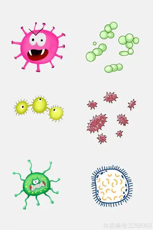 创意卡通清新病毒细菌细胞免抠素材