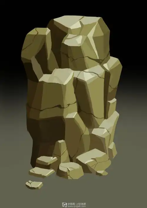 《游戏原画设计课程之怎么画石头质感》by 番支番