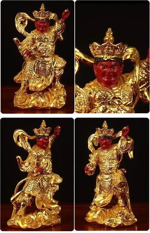 四大金刚佛像12英寸树脂镀金身家用供奉四大王天神像摆件