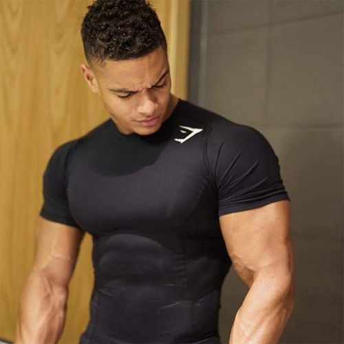 肌肉健身衣服教练短袖男紧身衣潮速干兄弟狗运动t恤高弹力压缩衣