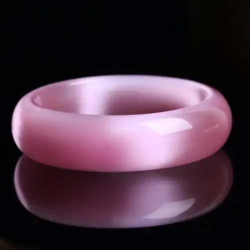 女神专属浅粉色水晶猫眼石手镯女款手链芙蓉玉镯子女玉手镯桃花依莲妃