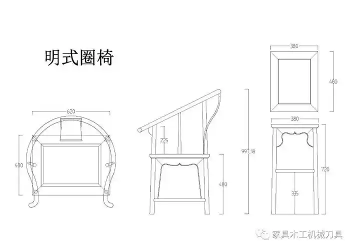 5款古典实木家具cad设计图纸附详细下料尺寸