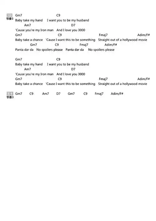 iloveyou吉他谱f调吉他弹唱谱和弦谱