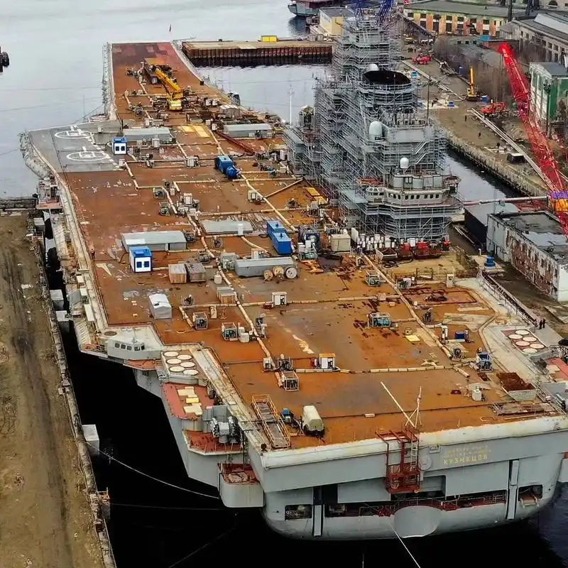 俄罗斯海军库兹涅佐夫号航空母舰最新图片,也不知道福建舰服役的时候