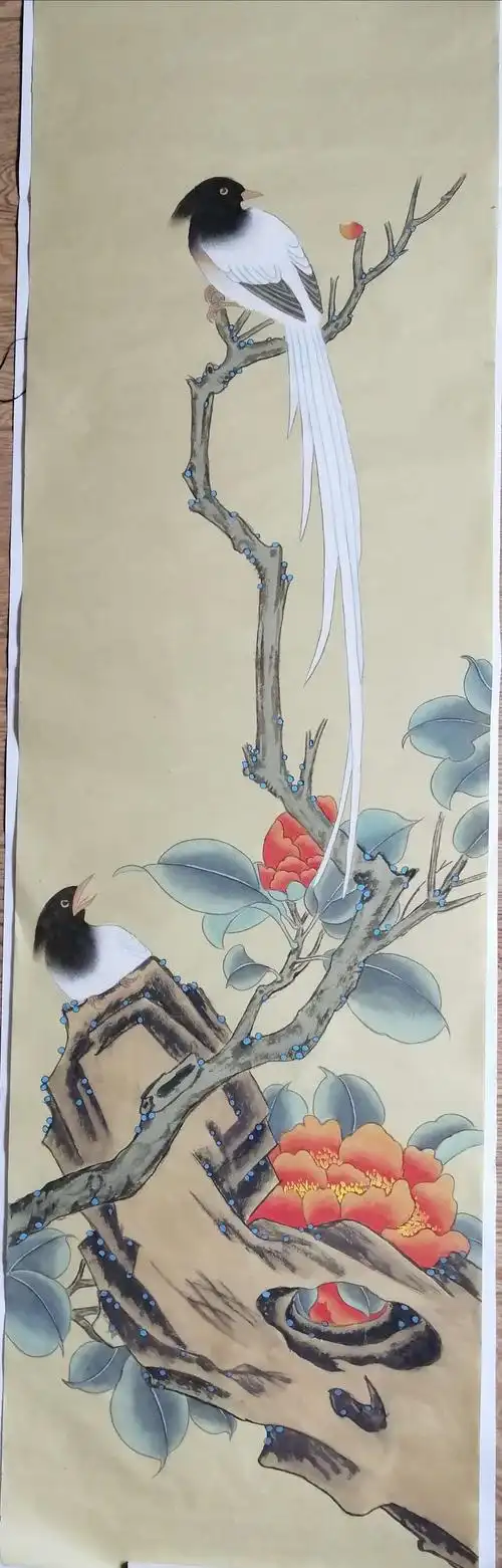 韩炬才的工笔画鸟