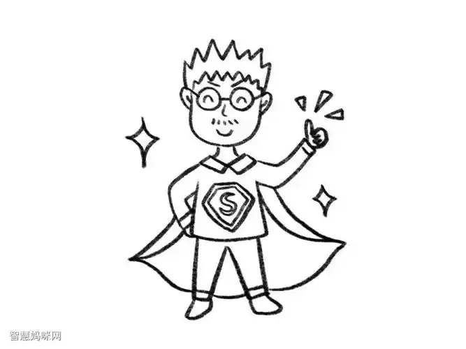 超人爸爸简笔画画法步骤