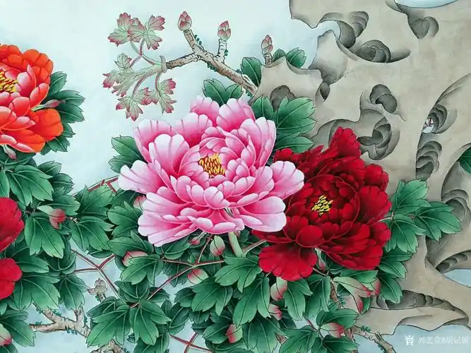 感谢河北朋友支持与厚爱订制的工笔花鸟画牡丹花开富贵完成