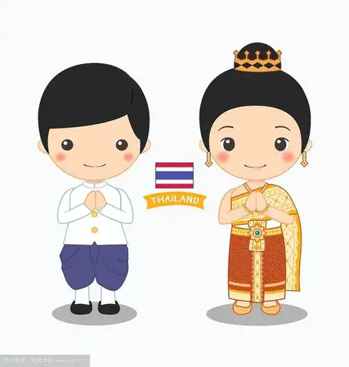 男孩和女孩穿着泰国服装