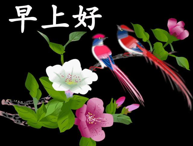 四月早上好问候语阳光句子鸟语花香的动画表情包图片特别暖心早上好的