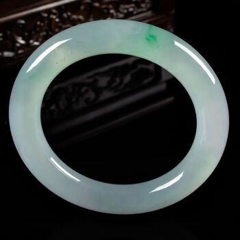 兢一水润飘绿圆条玉手镯子福镯582mm然货翡翠玉石7974g58号gg58号