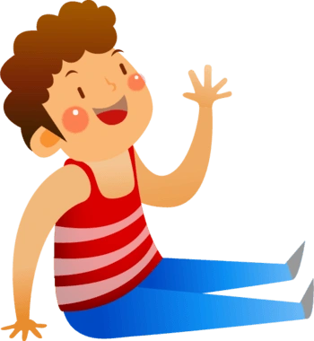 坐在地上的卡通小男孩