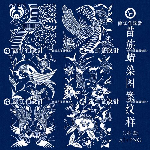 中国苗族少数民族蜡染图案贵州民间传统印花印染纹样ai矢量素材