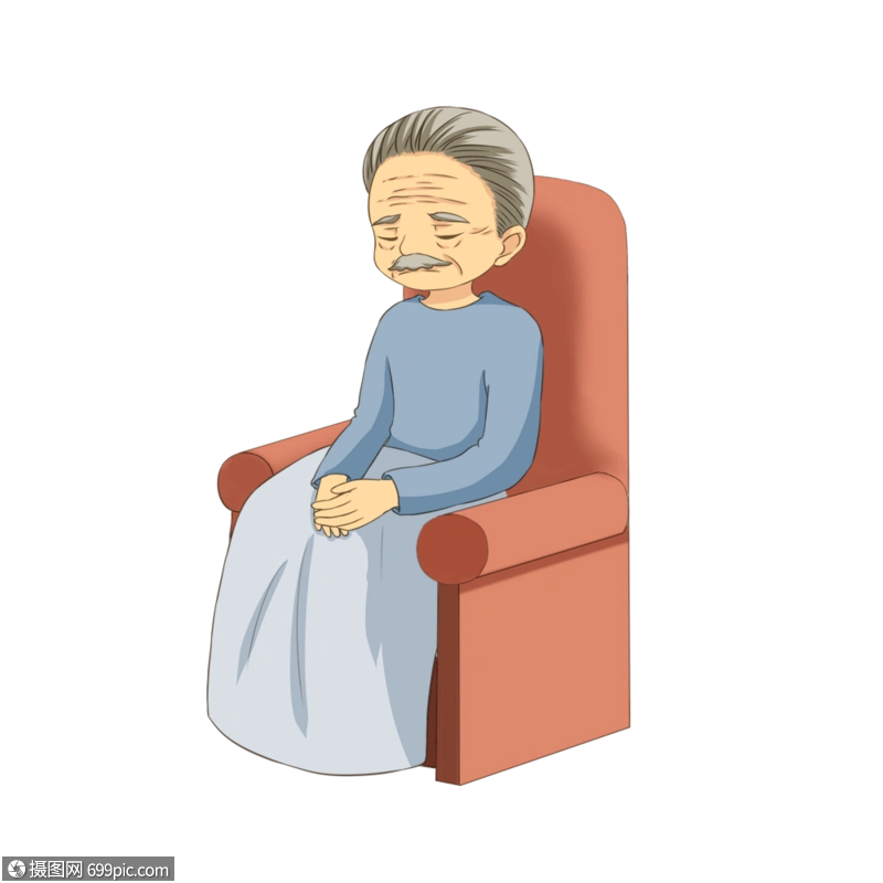坐在沙发上的老人