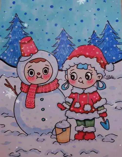 儿童画冬天简单又漂亮 儿童画冬天简单又漂亮二年级