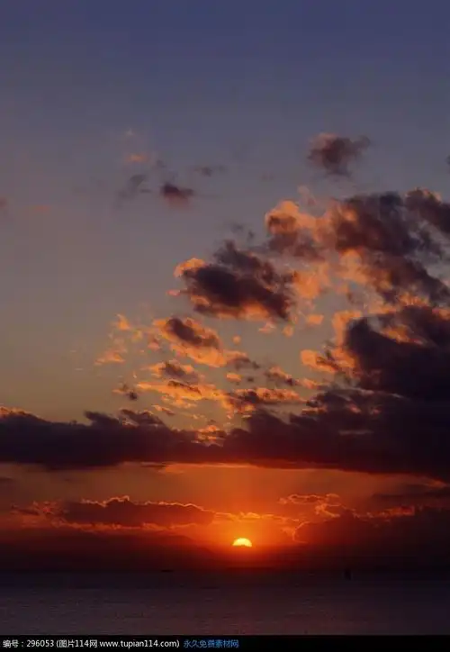 海面上空美丽的天空和夕阳