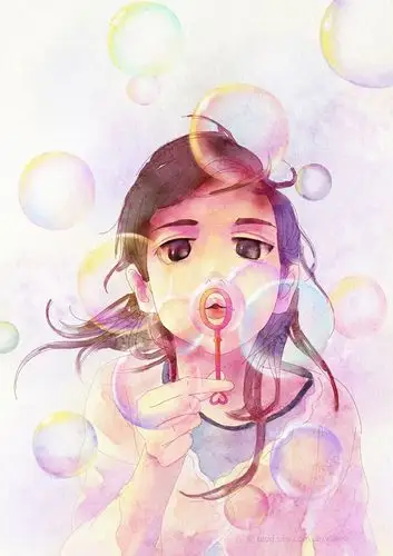 吹泡泡的动漫人物的图片