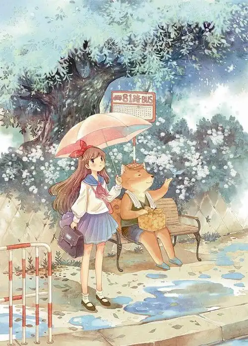 手绘# #插画# #小清新# #治愈系# #二次元# #唯美# #动漫# #水彩