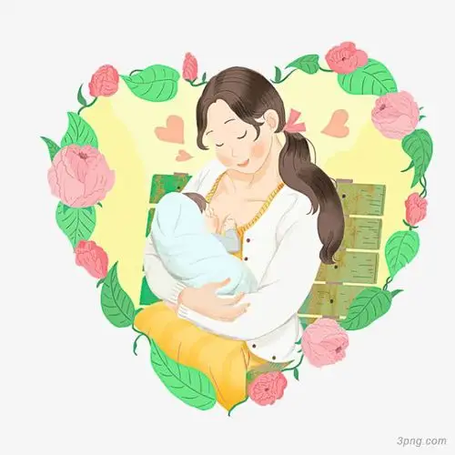 喂奶的妈妈png素材透明免抠图片-装饰效果
