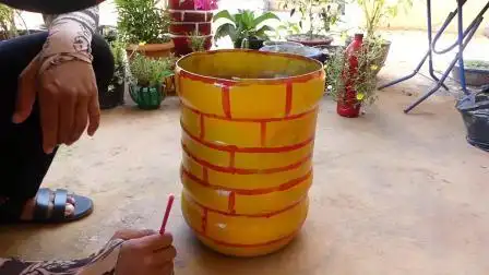 教你用旧水桶制作花盆,美观又实用