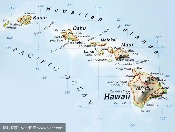 夏威夷群岛地图