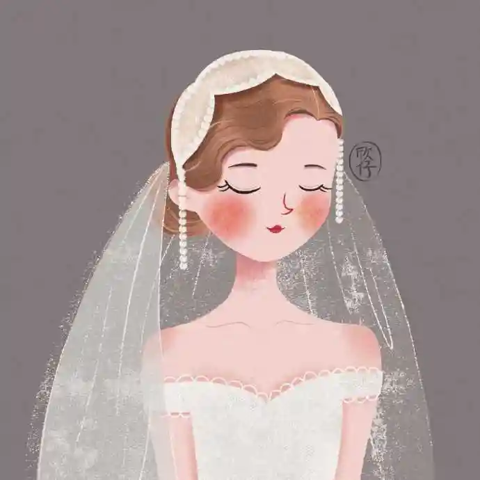 婚纱系列女子头像大全,婚纱女孩插画图片集