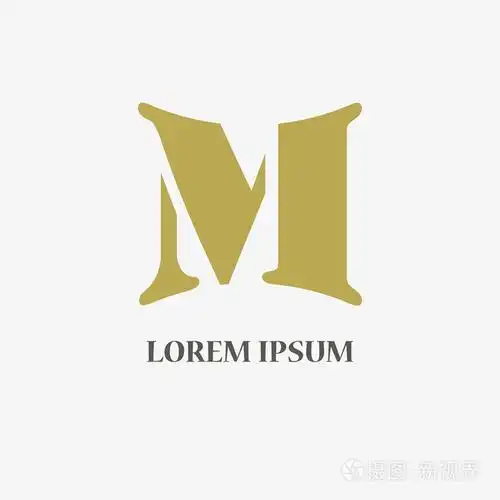 字母m 标志.公司名称.时尚的金设计.股票矢量
