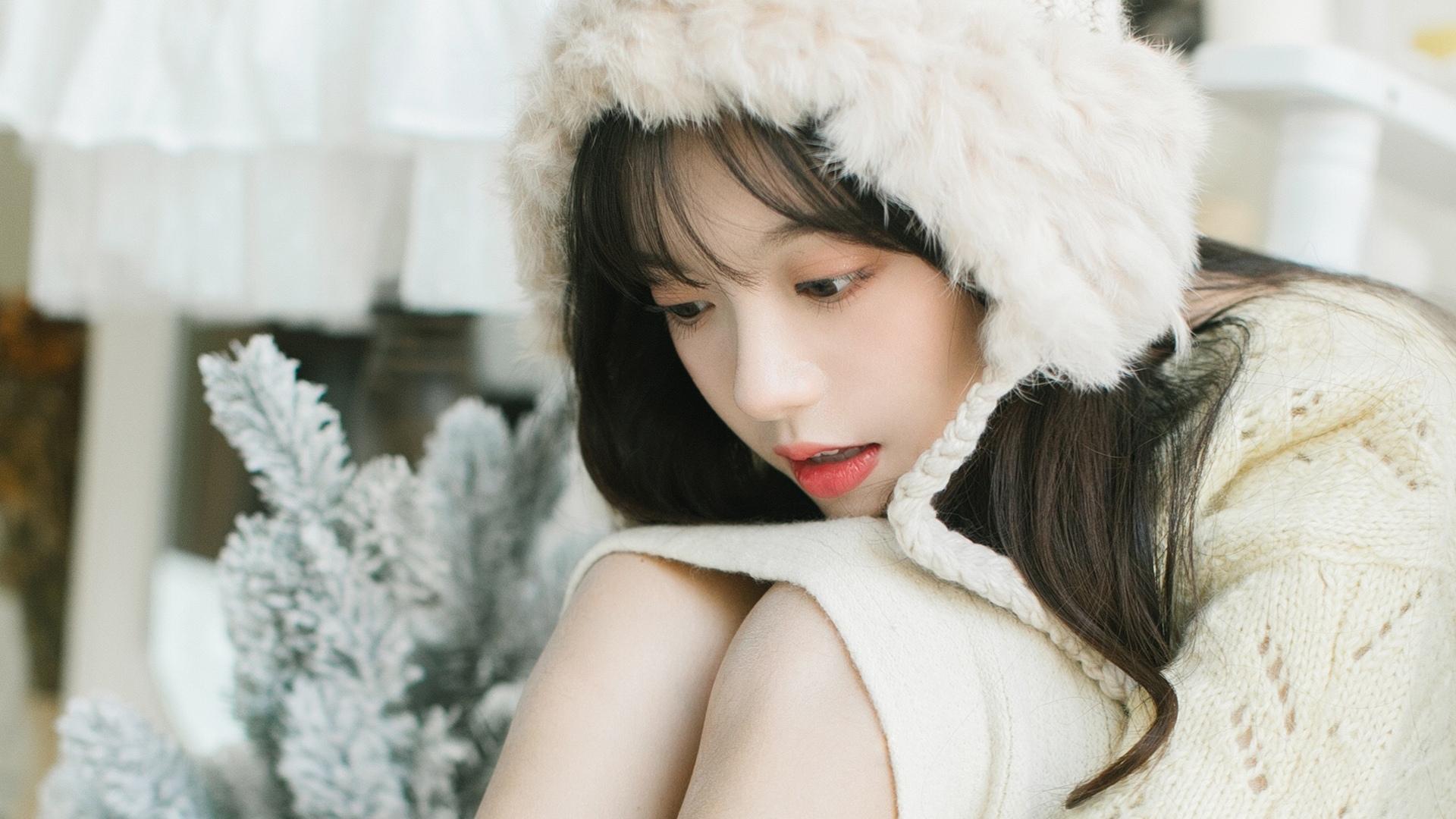 白嫩可爱小姐姐清新甜美桌面壁纸