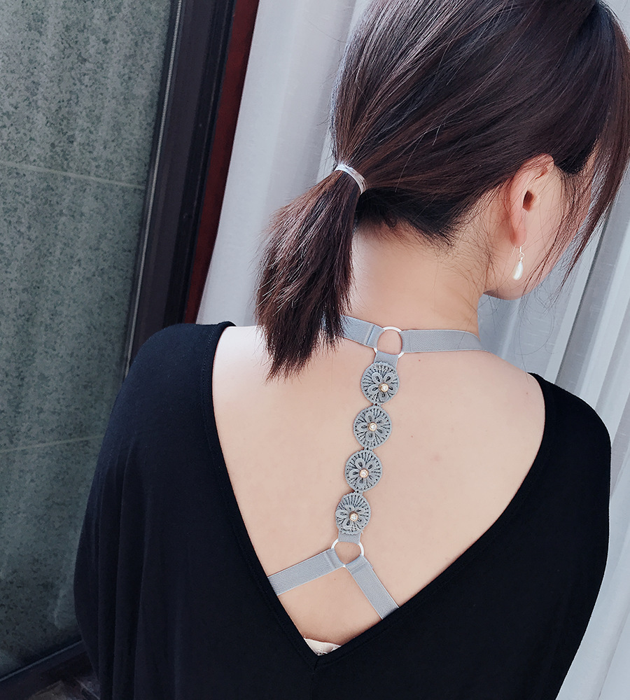 文胸肩带工厂内衣肩带镂空水钻蕾丝肩带花瓣交叉美背透明肩带批发