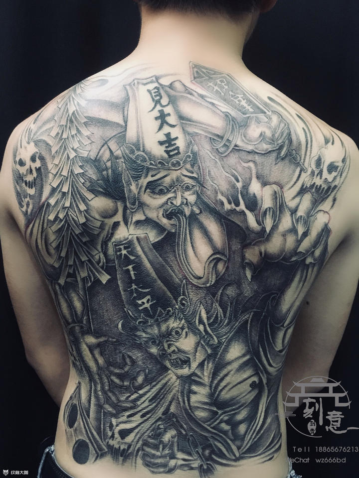 麻药#效果「黑白无常」_纹身图案手稿图片_小喆的纹身作品集