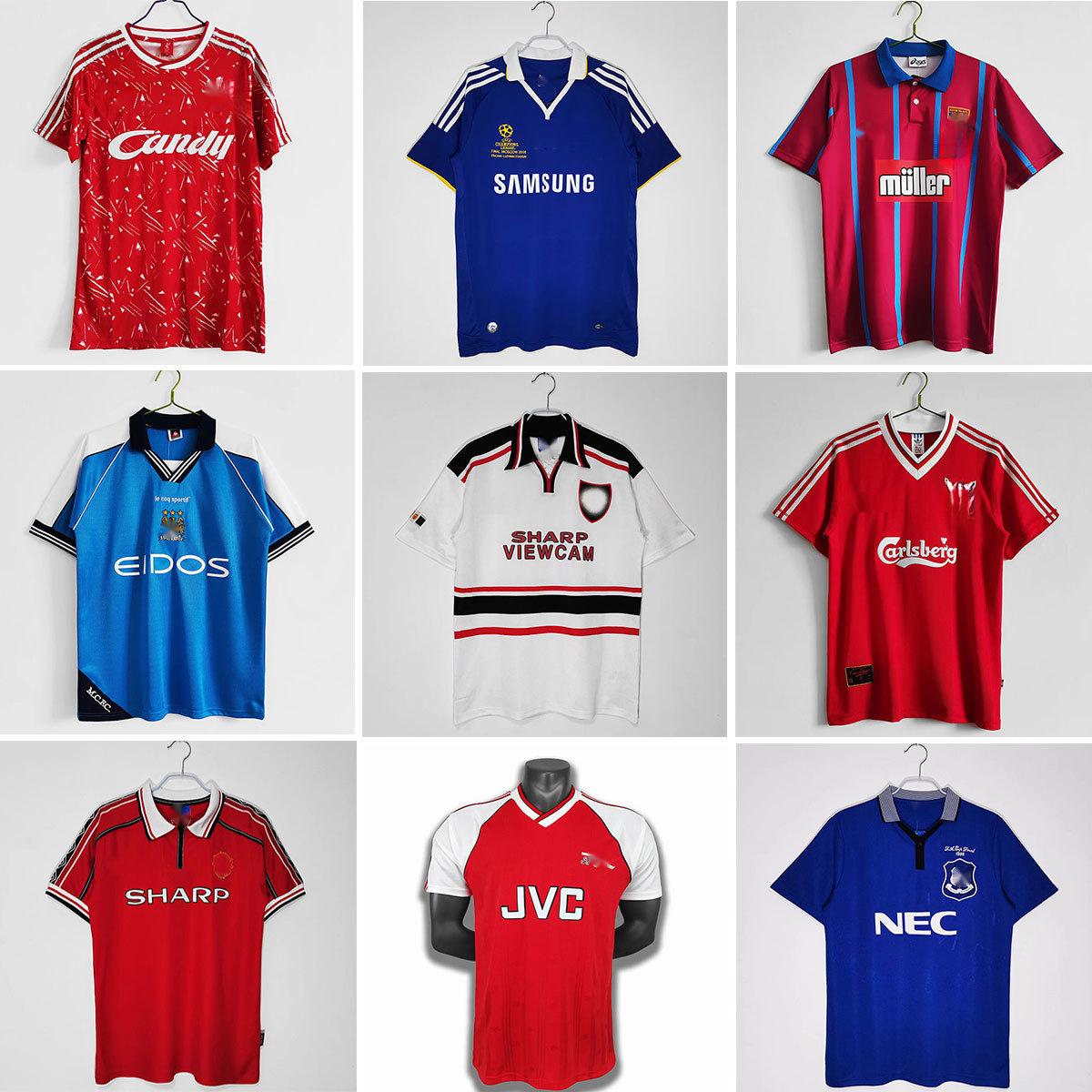 复古球衣怀旧英超英格兰国家队俱乐部球衣主客场成人短袖足球服